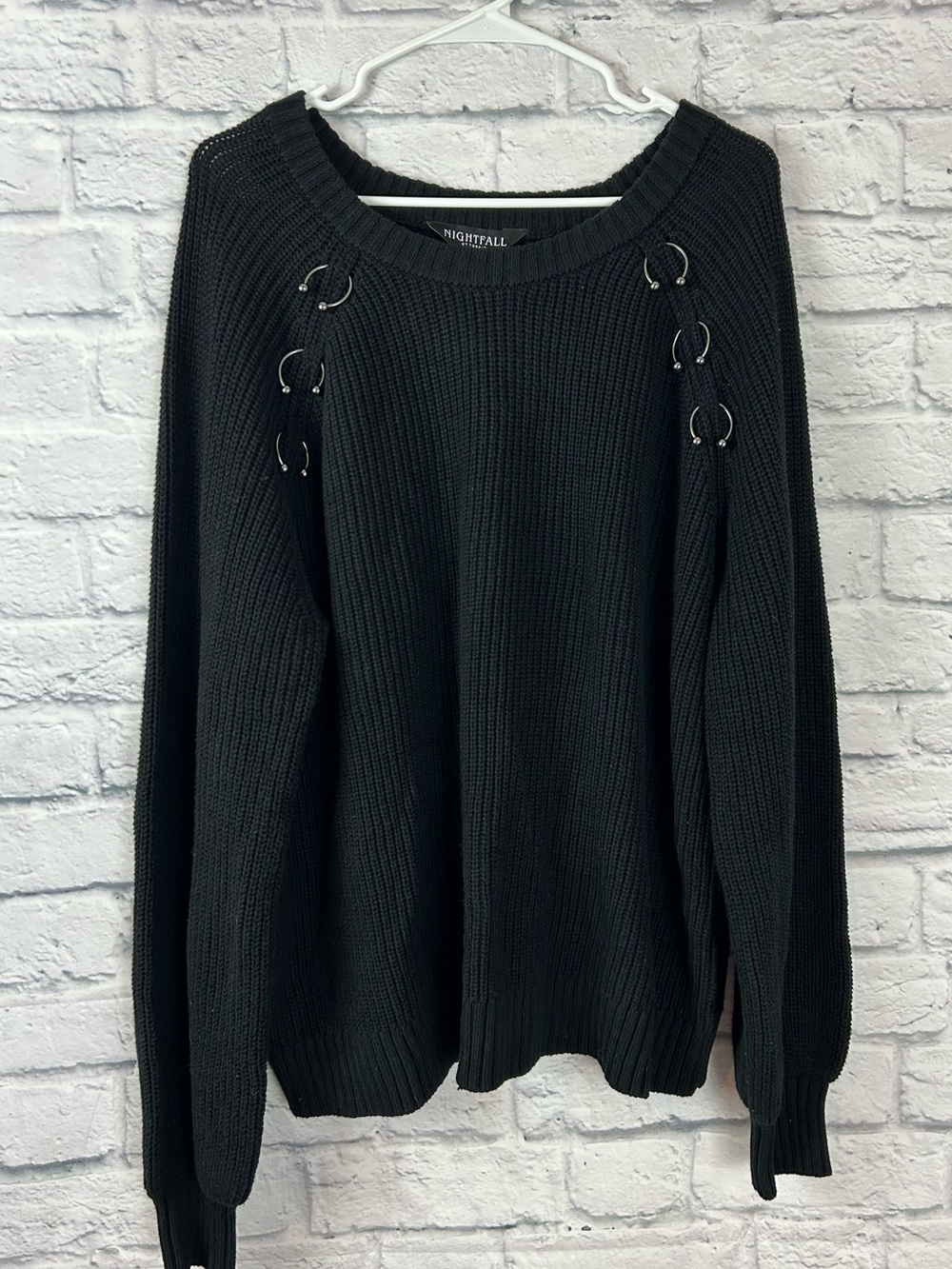 Nightfall by Torrid Black Piercing Detail Sweater Size 1/1X